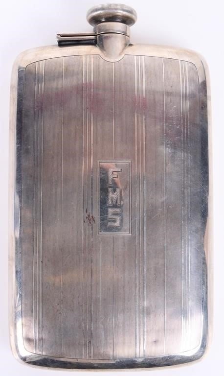 VINTAGE STERLING SILVER WHISKEY FLASK MARKED (1 of 4)