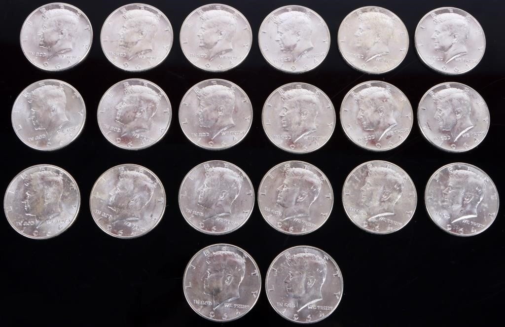 90% SILVER 1964 D KENNEDY HALF DOLLAR ROLL OF 20 (1 of 4)