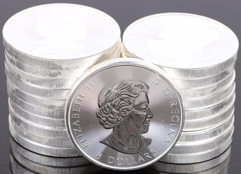 1.25 OZ FINE SILVER $8 BISON CANADA 2017 ROLL-(20) (1 of 4)