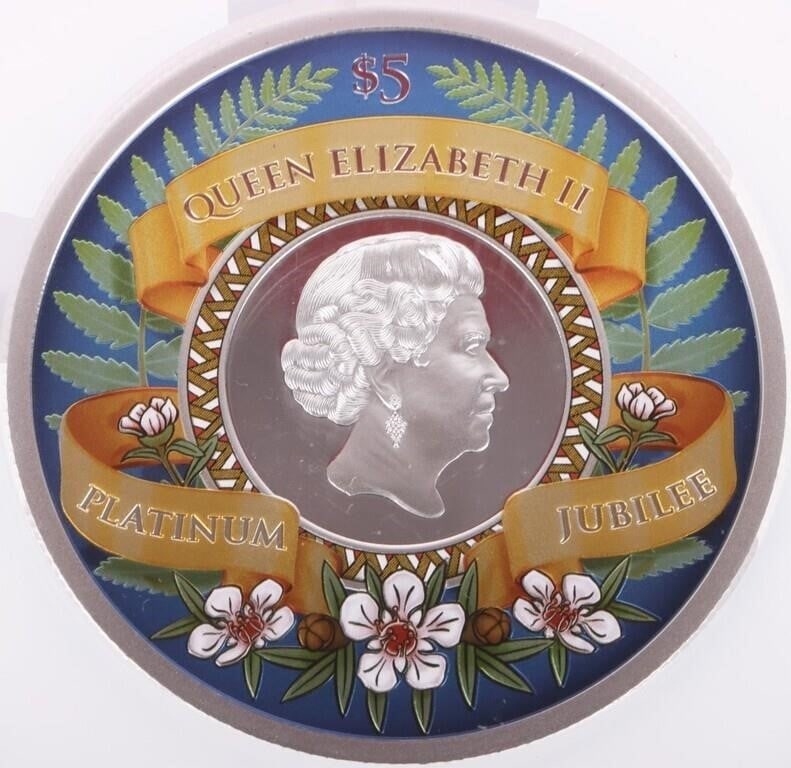 2022 NEW ZEALAND PLATINUM JUBILEE 5OZ SILVER COIN (1 of 5)
