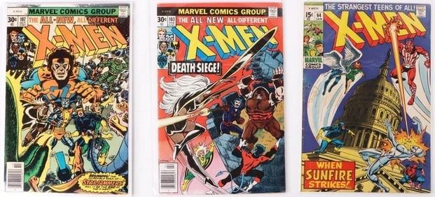 UNCANNY X-MEN #64, 103 & 107 KEY BRONZE AGE COMICS