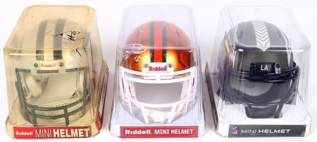 NFL/NCAA AUTOGRAPHED MINI FOOTBALL HELMETS - (3)