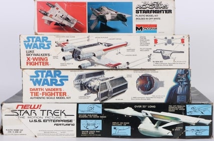 VINTAGE FILM SPACESHIP MODEL KITS - (4)