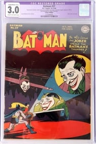 BATMAN #37 CLASSIC JOKER COVER CGC RESTORED 3.0