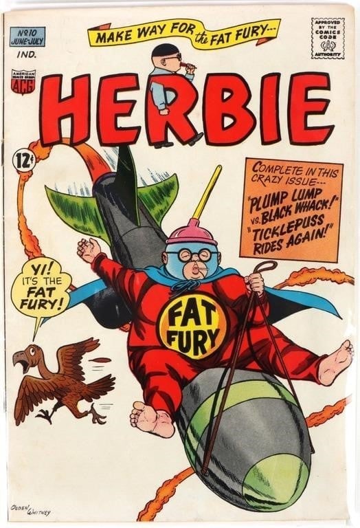 HERBIE #10 ACG COMICS 1965: Herbie #10 ACG Comics 1965 "Make way for the Fat Fury". Art by Ogden Whitney. Condition: Low grade estimate. See images. Comic books ACG Comics Silver Age (1956-1970) Raw Book(s)