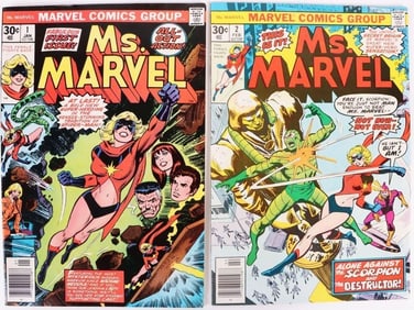 MS. MARVEL #1 & 2 1977 MARVEL COMICS
