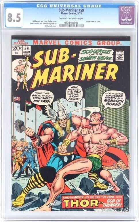 SUB-MARINER #59 1973 MARVEL CGC 8.5 SUBM. VS THOR (1 of 4)