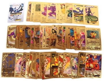 POKEMON GOLD FOIL TRADING CARDS LOT OF 55