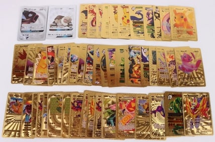 POKEMON GOLD/SILVER FOIL TRADING CARDS LOT OF 55