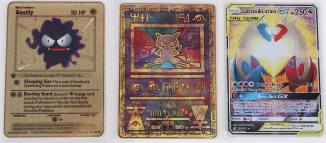POKEMON VARIOUS METAL DISPLAY CARDS LOT OF 3