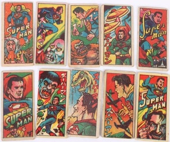 VINTAGE JAPANESE MENKO SUPERMAN CARDS LOT OF 10