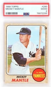 1968 TOPPS MICKEY MANTLE #280 PSA 2