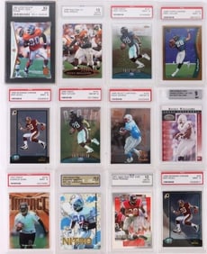 ASSORTED SLEEVED AND HIGH GRADE NFL RB CARDS -(12)