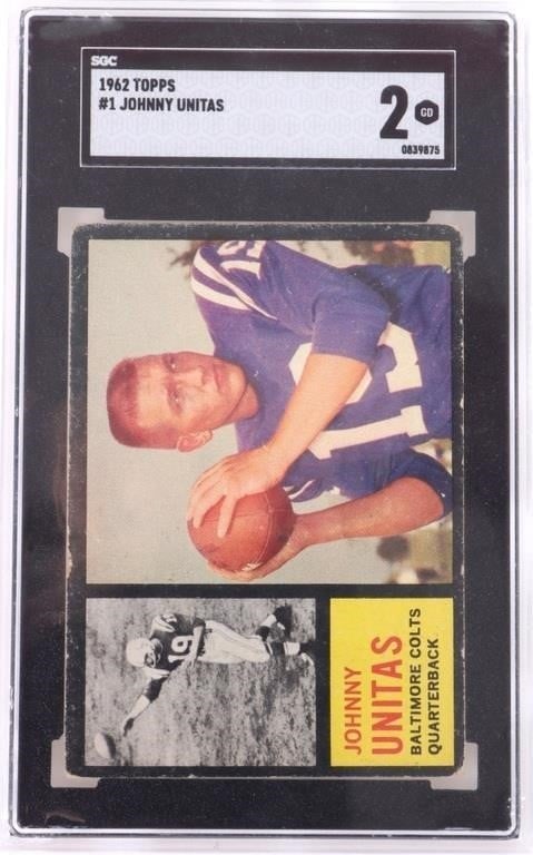 1962 TOPPS #1 JOHNNY UNITAS SGC 2 BALTIMORE COLTS (1 of 2)