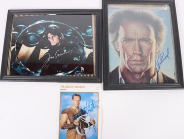 EASTWOOD, HESTON, & CRUISE AUTOGRAPHED PHOTOS