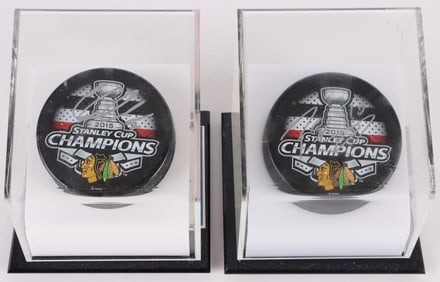 CRAWFORD & SHARPE 2015 STANLEY CUP SIGNED PUCKS