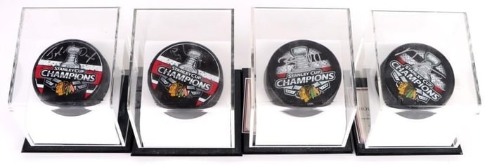SEABROOK, KEITH & MORE 2015 AUTOGRAPHED PUCKS