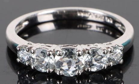 STERLING SILVER ROUND AQUA LADIES RING