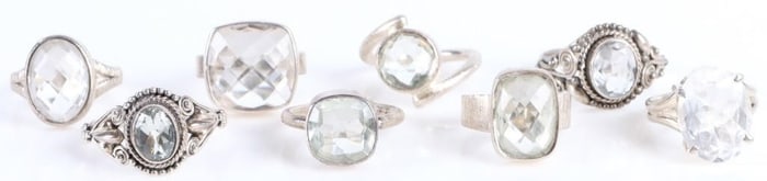 STERLING SILVER AQUAMARINE RINGS LOT OF 8