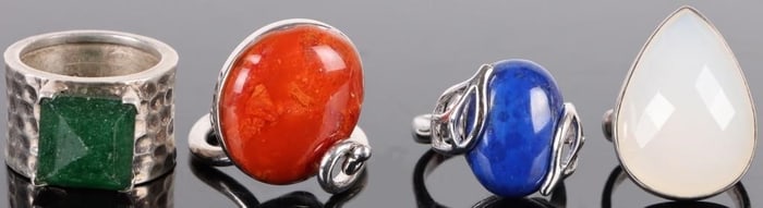 STERLING SILVER ASSORTED GEMSTONE RINGS LOT OF 4