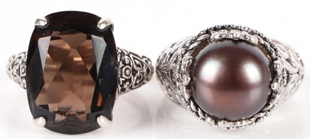 STERLING SILVER FILIGREE LADIES RINGS LOT OF 2