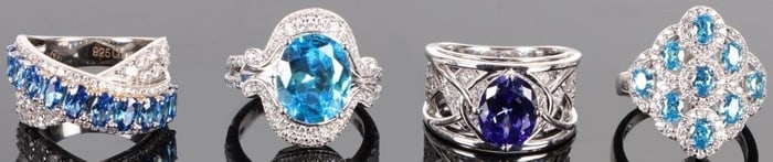 BEAUTIFUL STERLING VARIOUS GEMSTONE RINGS LOT OF 4