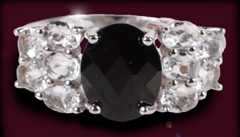 2.0CT GARNET & TOPAZ STERLING SILVER LADIES RING
