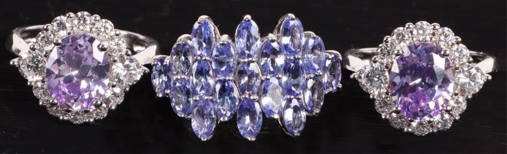 BEAUTIFUL VARIOUS GEMSTONE RINGS LOT OF 3 (1 of 6)
