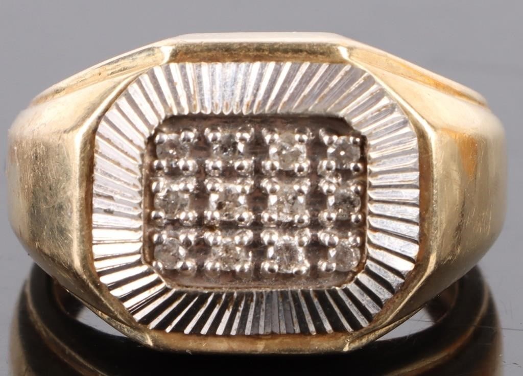 VTG ZEI 10K YELLOW / WHITE GOLD DIAMOND MEN'S RING (1 of 4)