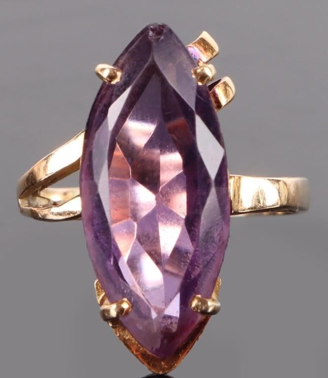~6.0CT MARQUISE AMETHYST 14K YELLOW GOLD RING (1 of 2)