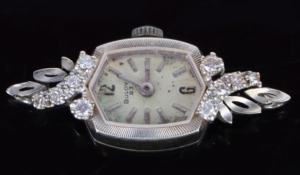 VTG 14K GOLD & DIAMOND BULOVA WOMEN'S WATCH FACE (1 of 2)