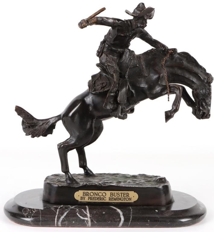 F. REMINGTON SIGNED 'BRONCO BUSTER' BRONZE STATUE (1 of 5)
