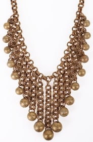 MIRIAM HASKELL 9K GOLD PLATED BEADED NECKLACE
