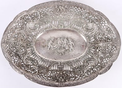 STERLING SILVER REPOUSSE DECORATIVE PLATTER