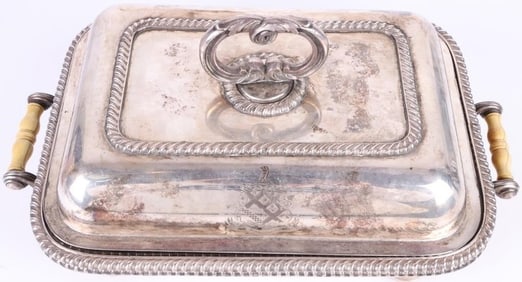 ANTIQUE SILVER PLATED DINNER TRAY SET