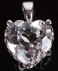 6CT AQUAMARINE HEART SHAPED STERLING PENDANT