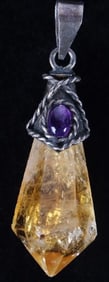 CITRINE & AMETHYST STERLING SILVER PENDANT