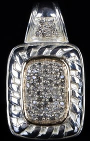 14K & STERLING SILVER GENUINE DIAMOND PENDANT