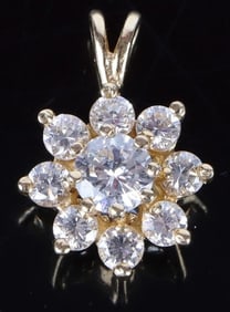 14KT CUBIC ZIRCONIA FLOWER LADIES PENDANT
