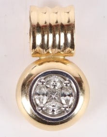 14K YELLOW GOLD ESTATE DIAMOND SLIDE PENDANT