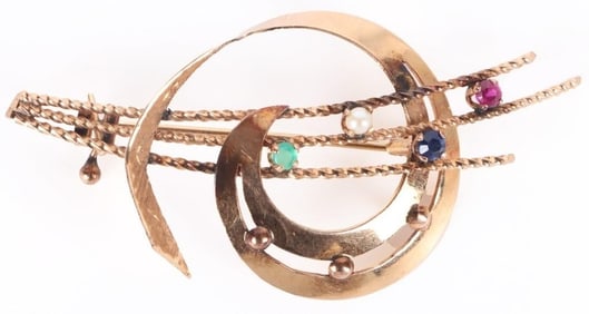 14K YELLOW GOLD ABSTRACT LADIES BROOCH