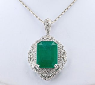 17.31CT EMERALD & 2.14CTW DIAMOND PLATINUM PENDANT