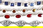 STERLING SILVER GEMSTONE BRACELETS LOT OF 4