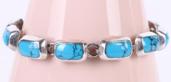 VINTAGE SLEEPING BEAUTY TURQUOISE LINK BRACELET