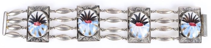 VINTAGE ITALIAN STERLING SILVER FLORAL BRACELET
