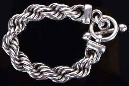 ESTATE MEXICAN STERLING SILVER ROPE BRACELET