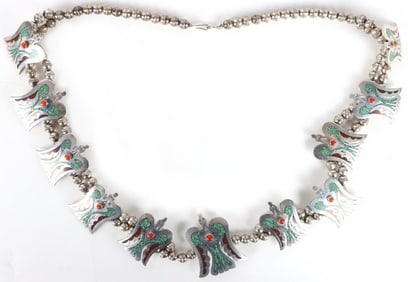 NAVAJO STERLING SILVER CHIP STONE LADIES NECKLACE