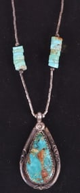 SOUTHWEST STERLING SILVER TURQUOISE NECKLACE