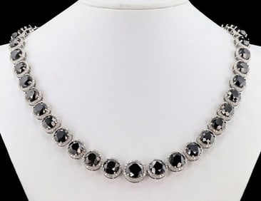 94.14CTW BLACK DIA & 6.72CTW DIA 14K GOLD NECKLACE