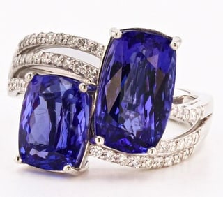 7.66CTW TANZANITE & 0.30CTW DIAMOND PLATINUM RING